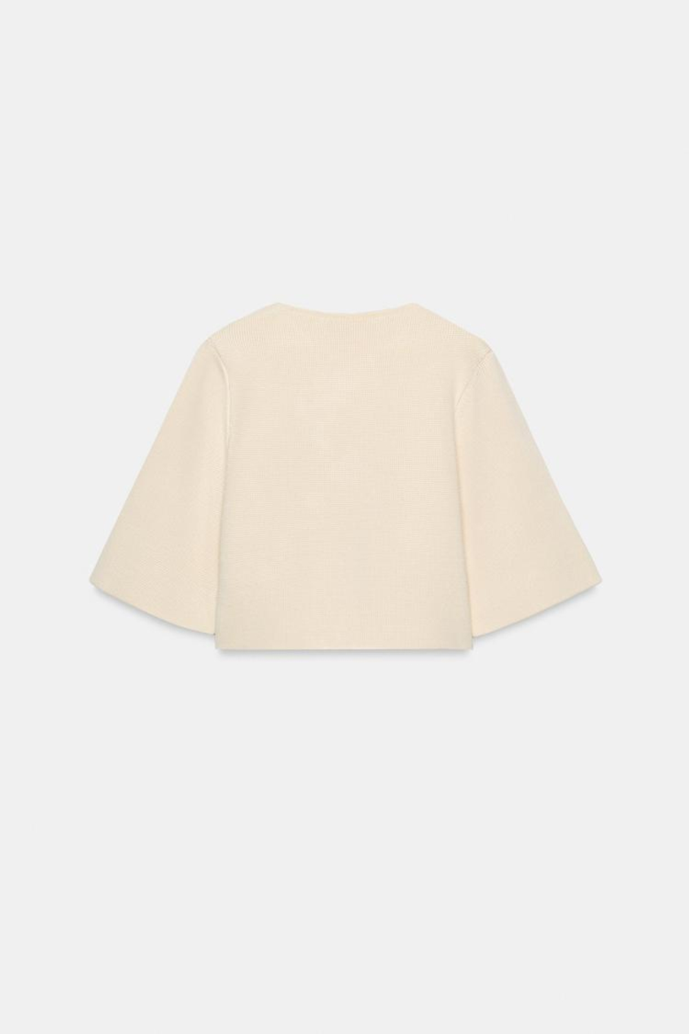 ZARA УКОРОЧЕННЫЙ ВЯЗАНЫЙ КАРДИГАН, ЭКРЮ