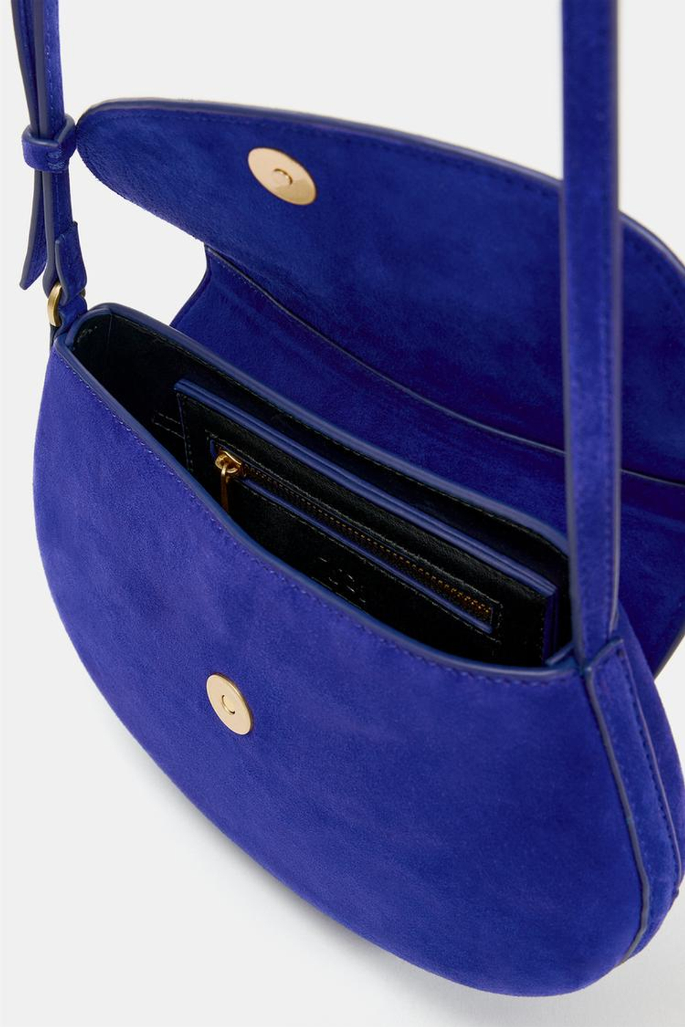 ZARA КОЖАНАЯ СУМКА ЧЕРЕЗ ПЛЕЧО, СИНИЙ