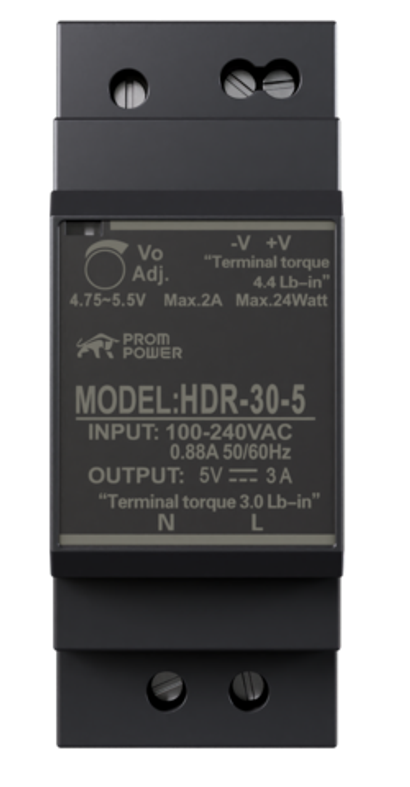 Источник питания PROMPOWER HDR-30-5, на вых. 5 В DC, 3А, 15Вт. Вх. 85-264В AC (120-370 В DC)