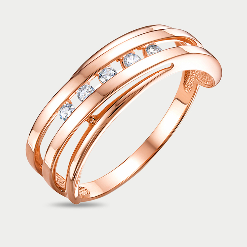 Кольцо женское из розового золота 585 пробы с фианитами (арт. 1105484)