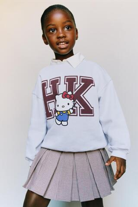 ZARA ТОЛСТОВКА С ПРИНТОМ HELLO KITTY © SANRIO, ГОЛУБОЙ