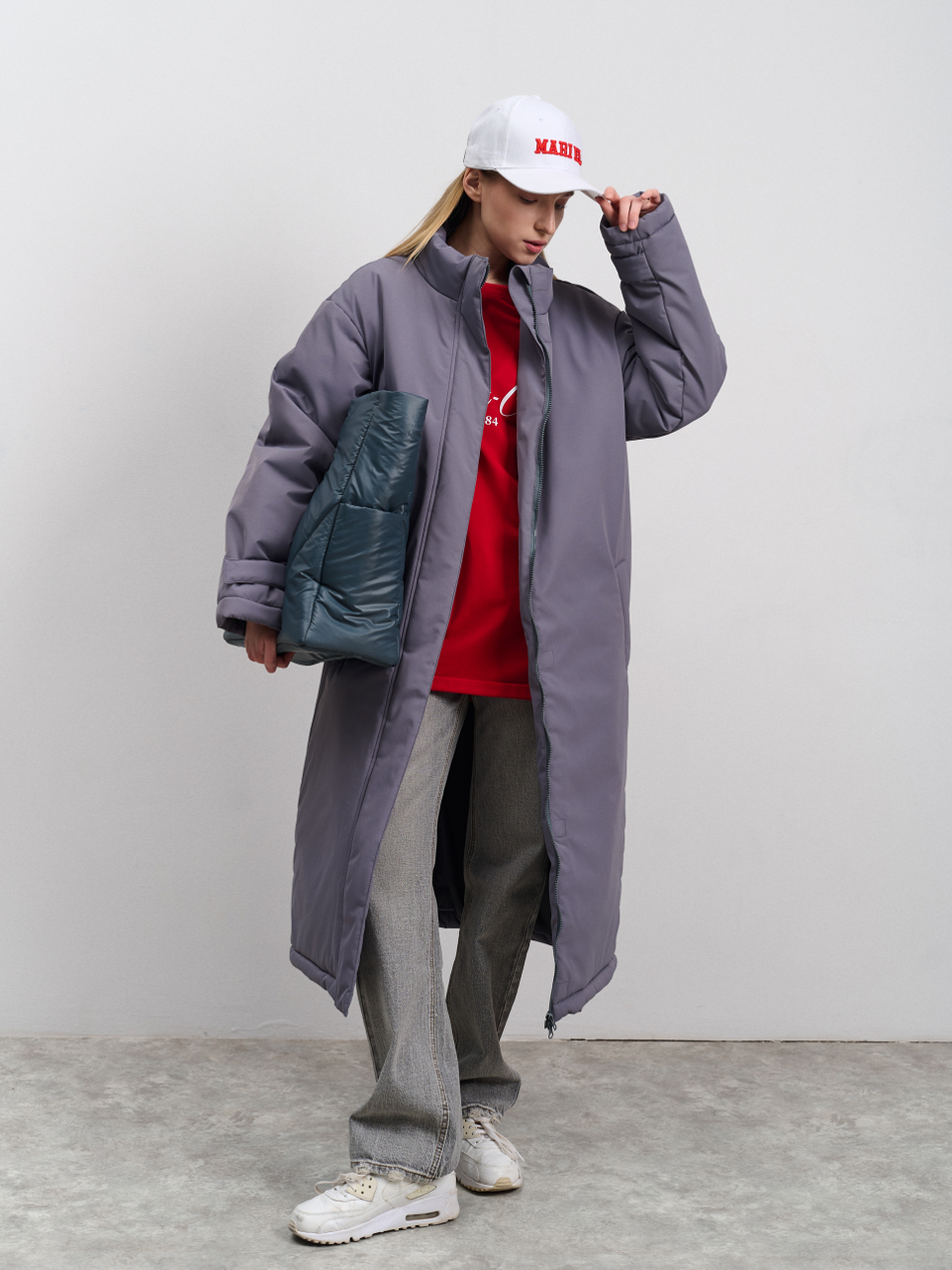 Пальто женское демисезонное "Ливерпуль" серый