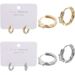 Серьги из гиппоалергенного металла со стразами «ПАЛУМНА», кольца, цвет золото и серебро, 2,5-dсм