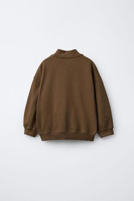 ZARA ФЛИСОВЫЙ БОМБЕР С ЛОГОТИПОМ, СВЕТЛО-КОРИЧНЕВЫЙ