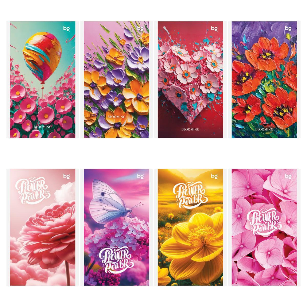 Блокнот А6 24л на скрепке "Яркие цветы"(BG)