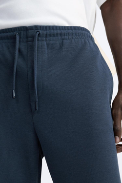 ZARA БРЮКИ EASY CARE С ПОЯСОМ НА ШНУРКЕ, СИНИЙ