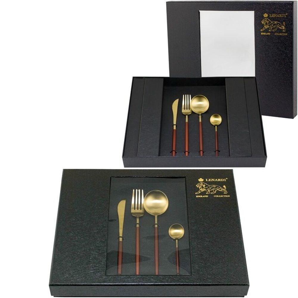 Lenardi 197-016 Набор столовых приборов 24пр. VIVID красный в под.уп.(х12)