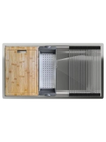 Rivelato Rinox 8044 UN Мойка нерж.сталь 1 чаши 800*440*200 в комплекте (доска, коландер, рол мат), монтаж: универсальный, материал: нержавеющая сталь, цвет: нержавеющая сталь