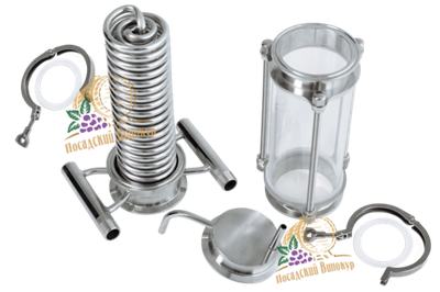 Холодильник Димрота 3 дюйма 20см с коллекторами (в стеклянной царге)