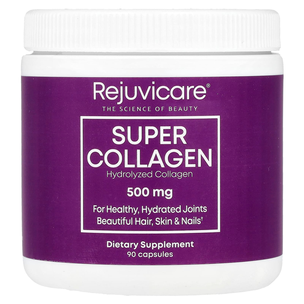 Rejuvicare, Super Collagen, коллаген, 500 мг, 90 капсул