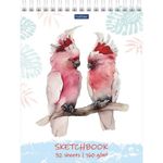 Скетчбук, белая бумага 160 г/м2, 145х205 мм, 32 л., гребень, твердая подложка, с эскизом, "Какаду", 32Б5Aгр