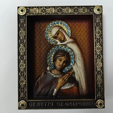 Икона резная "Петр и Феврония"