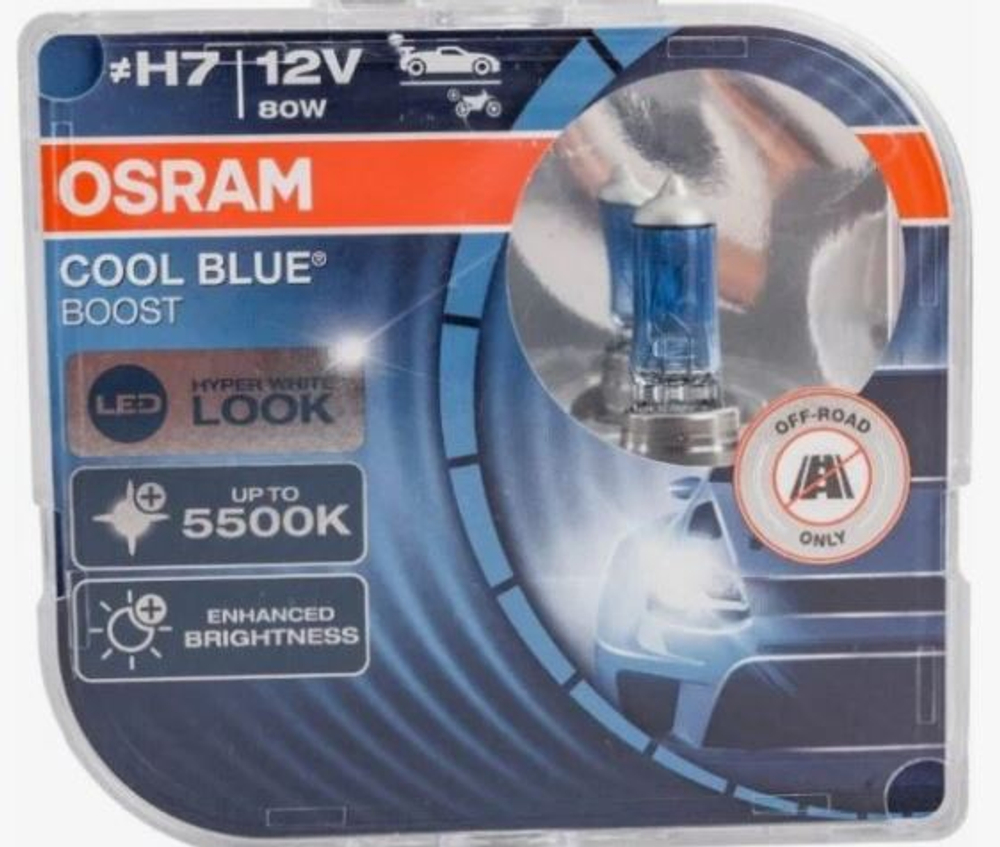 Автолампа H7 12V 80W (PX26d) Osram 5500K COOL BLUE BOOST (62210CBB-HCB_DuoBox) к-т ORIGINAL