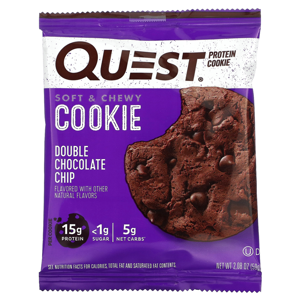 Quest Nutrition, Protein Cookie, двойная шоколадная крошка, 12 пакетиков, 59 г (2,08 унции)