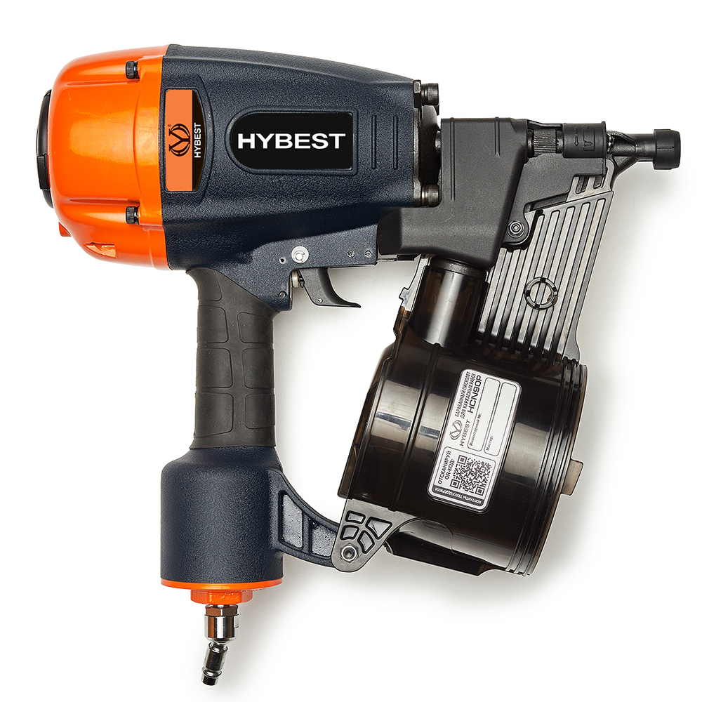 Пистолет гвоздезабивной для строительства HYBEST HCN90P (пневматический, гвозди CNW, магниевый)