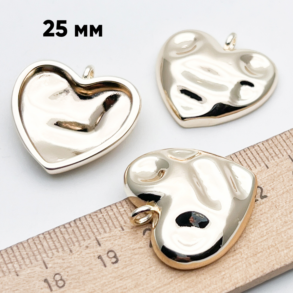 Подвеска Сердце, цвет золото, размер 25*25 мм, цена за 1 шт