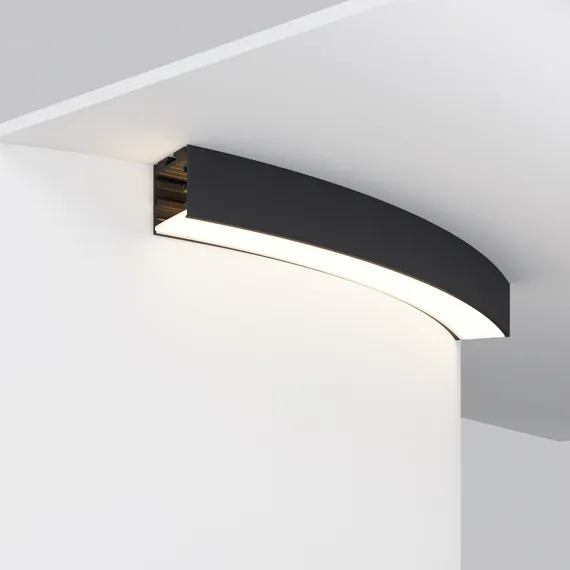 Радиусный профиль 35x35 D800мм 1/8 круга черный Led Strip alm-3535r-b-d-45°-0.8m