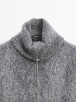 Massimo Dutti Манишка из 100% кашемира с застежкой-молнией, серый