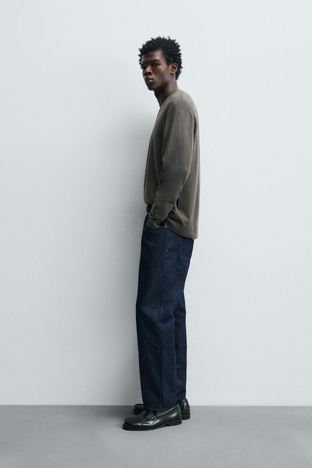 ZARA БАЗОВЫЙ ДЖЕМПЕР С V-ОБРАЗНЫМ ВЫРЕЗОМ, КОРИЧНЕВЫЙ