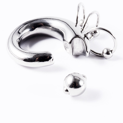 Кольцо с кольцами (утяжелитель 1 шт.) для пирсинга, толщина 5 мм, шарик 8 мм.
