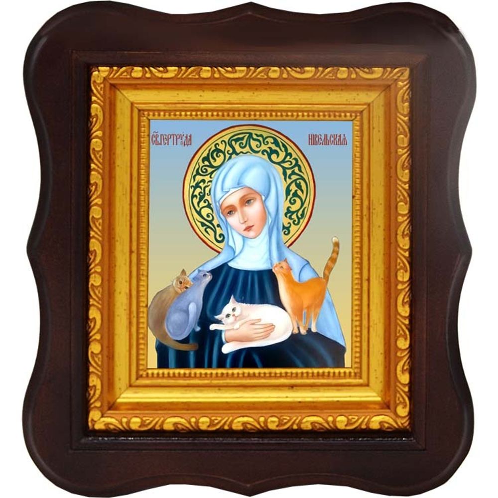 Святая Гертруда Нивельская. Икона на холсте.