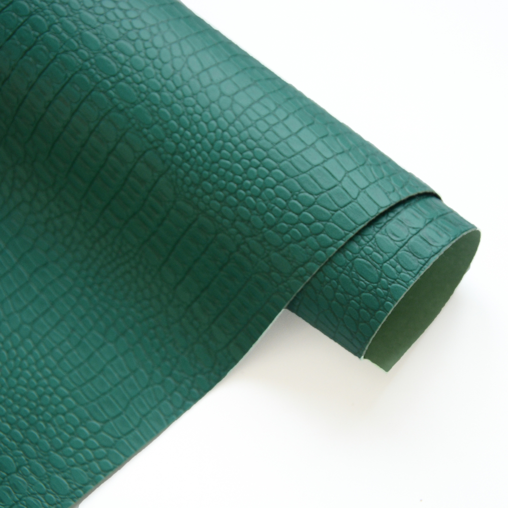 Кожзам переплетный с тиснением "Крокодил", зеленый