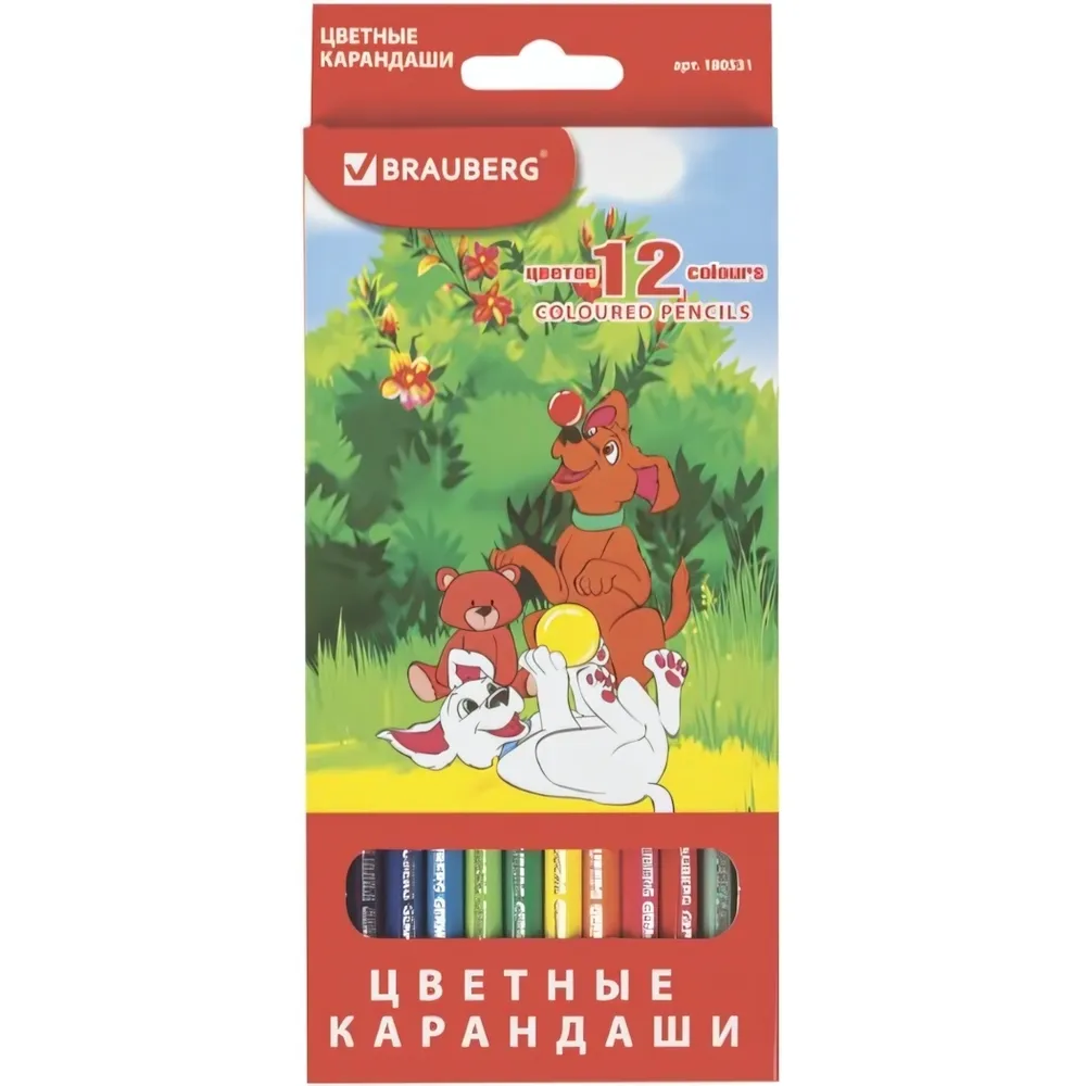 Карандаши цветные 12цв Brauberg «My lovely dogs» (6/12)