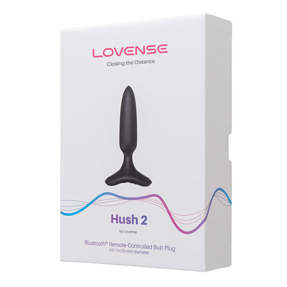 Черная анальная вибропробка 2,5см с управлением через приложение Lovense Hush 2 Anal Vibrating Butt Plug Size XS Black