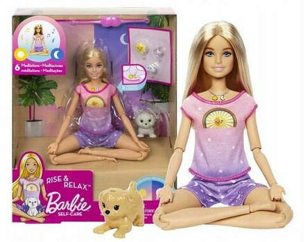 Кукла Mattel Barbie - Игровой набор Медитация и релакс Кукла Блондинка со щенком - Барби HHX64