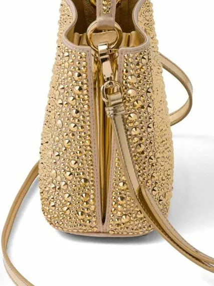 Мини-сумка Prada Duchess с кристаллами золотой