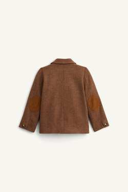 ZARA БЛЕЙЗЕР ИЗ СМЕСОВОЙ ШЕРСТИ, КОРИЧНЕВЫЙ