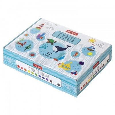 Краски Гуашь 10мл 12 цв. Hatber Deep Forest в картонной коробке