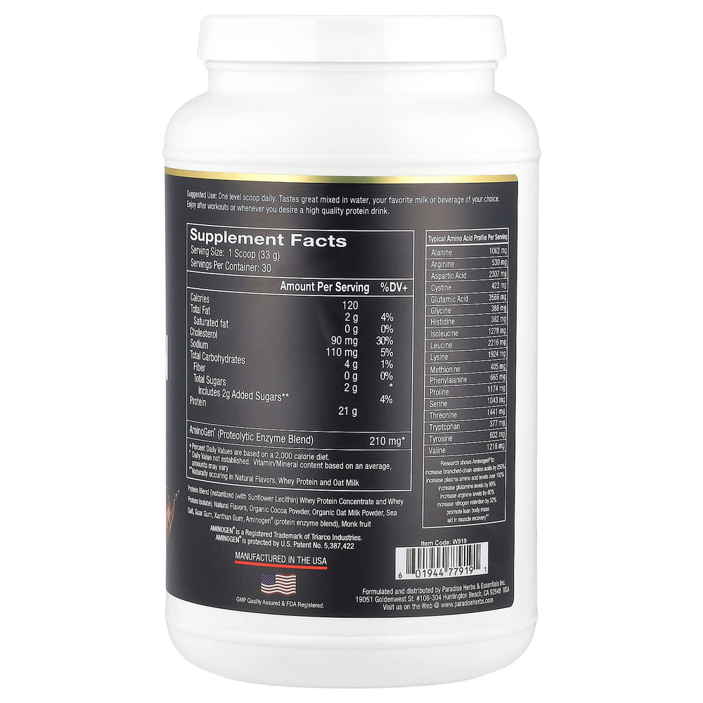 Paradise Herbs, Сывороточный протеин, натуральный шоколад, 990 г (32 унции)