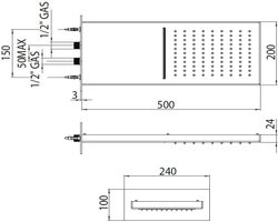 Bossini Manhattan верхний душ/панель настенный 500х200х24 из стали с режимами тропический душ, каскад, цвет хром