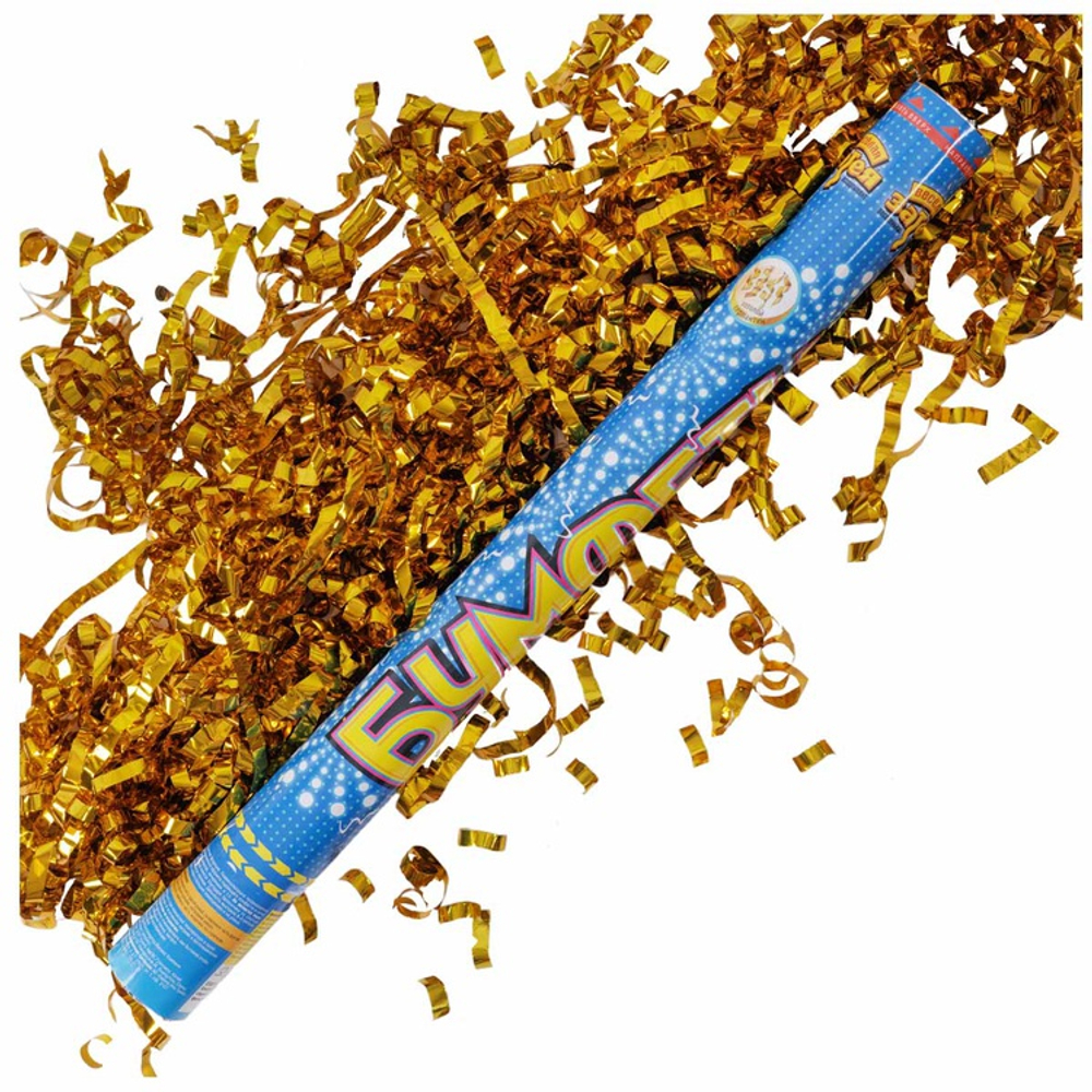 Хлопушка Бумфети 60см серпант фол золото