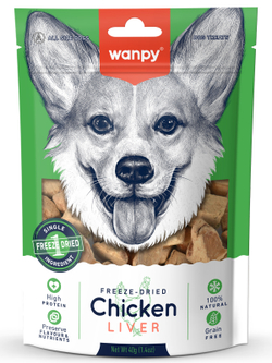 Wanpy Dog Сублимированное лакомство для собак "Куриная печень" 40 г