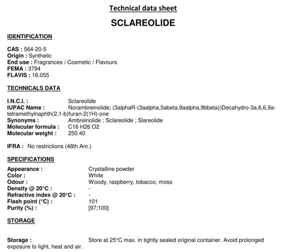 SCLAREOLIDE / СКЛАРЕОЛИД CAS 564-20-5