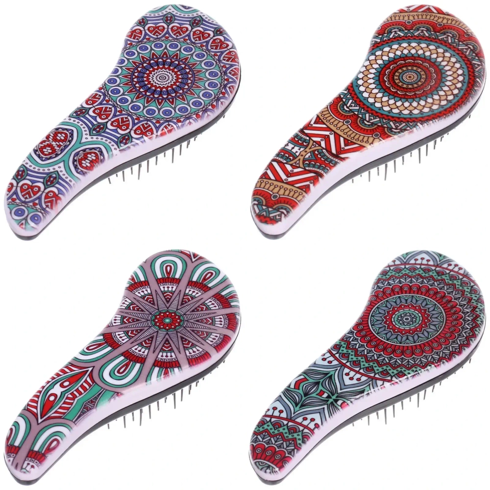 Расческа массажная компактная «ЛАНТА», микс 4 дизайна, 18*7,5см (PVC коробка)