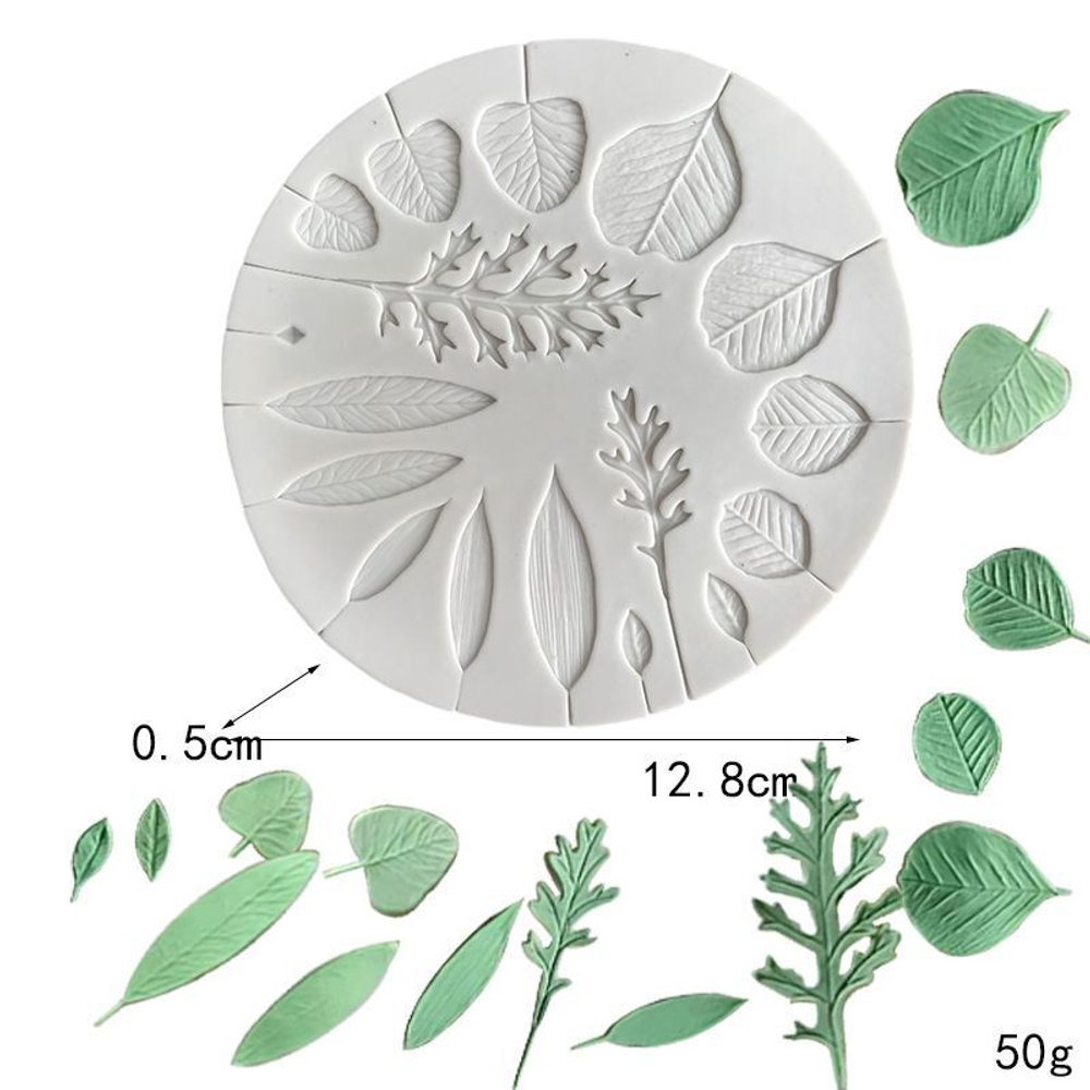 Молд силиконовый для лепки листьев "Гербарий" / Форма для мелких листьев эвкалипта / Молд для полимерной глины, мыла, воска