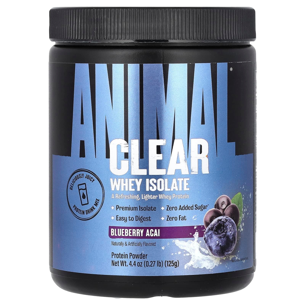 Animal, Clear, сывороточный изолят, со вкусом голубики и асаи, 125 г (0,27 фунта)