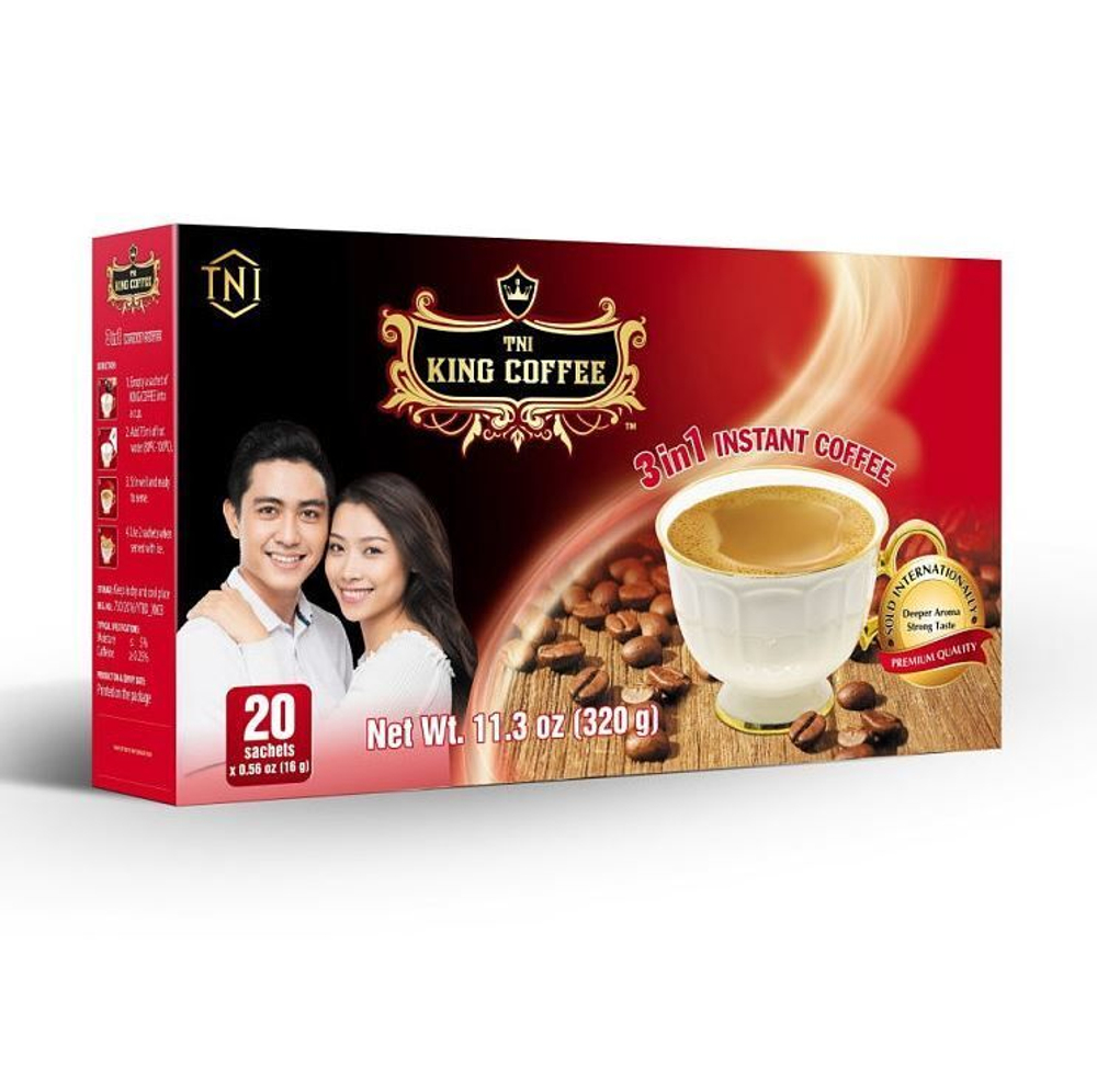 Вьетнамский растворимый кофе 3 в 1 King coffee instant, в коробке (20 стик, 16г)