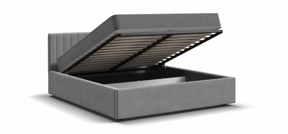 Ронда Кровать+ПМ 160 Велюр Монолит сталь