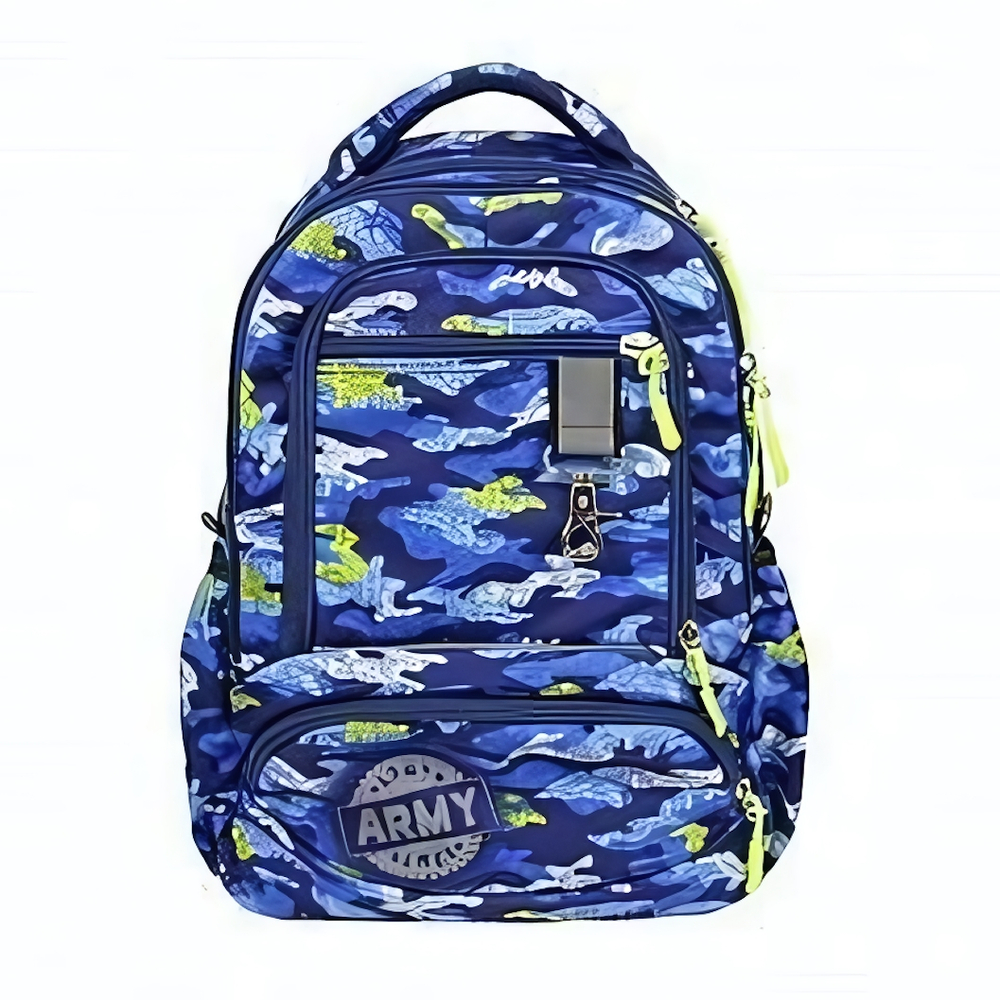 Рюкзак школьный Хитч "Камуфляж" 30*40*13 см, 2 отд, 3 кармана, боковые карманы, анатом. вставки (Lu