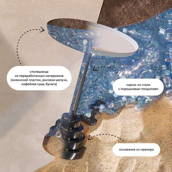 Столик кофейный Sustainable, Ø37,7 см, серый/черный