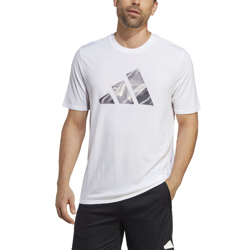 Мужское теннисное поло adidas Designed For Movement HIIT Training T-Shirt Men - White, Black