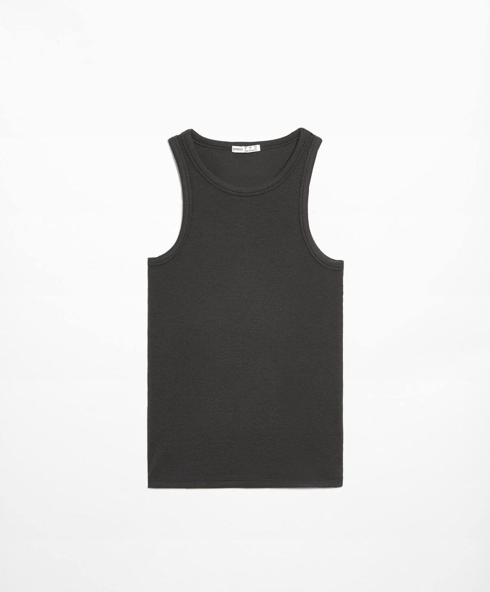 Oysho Топ на бретелях в рубчик, антрацитовый