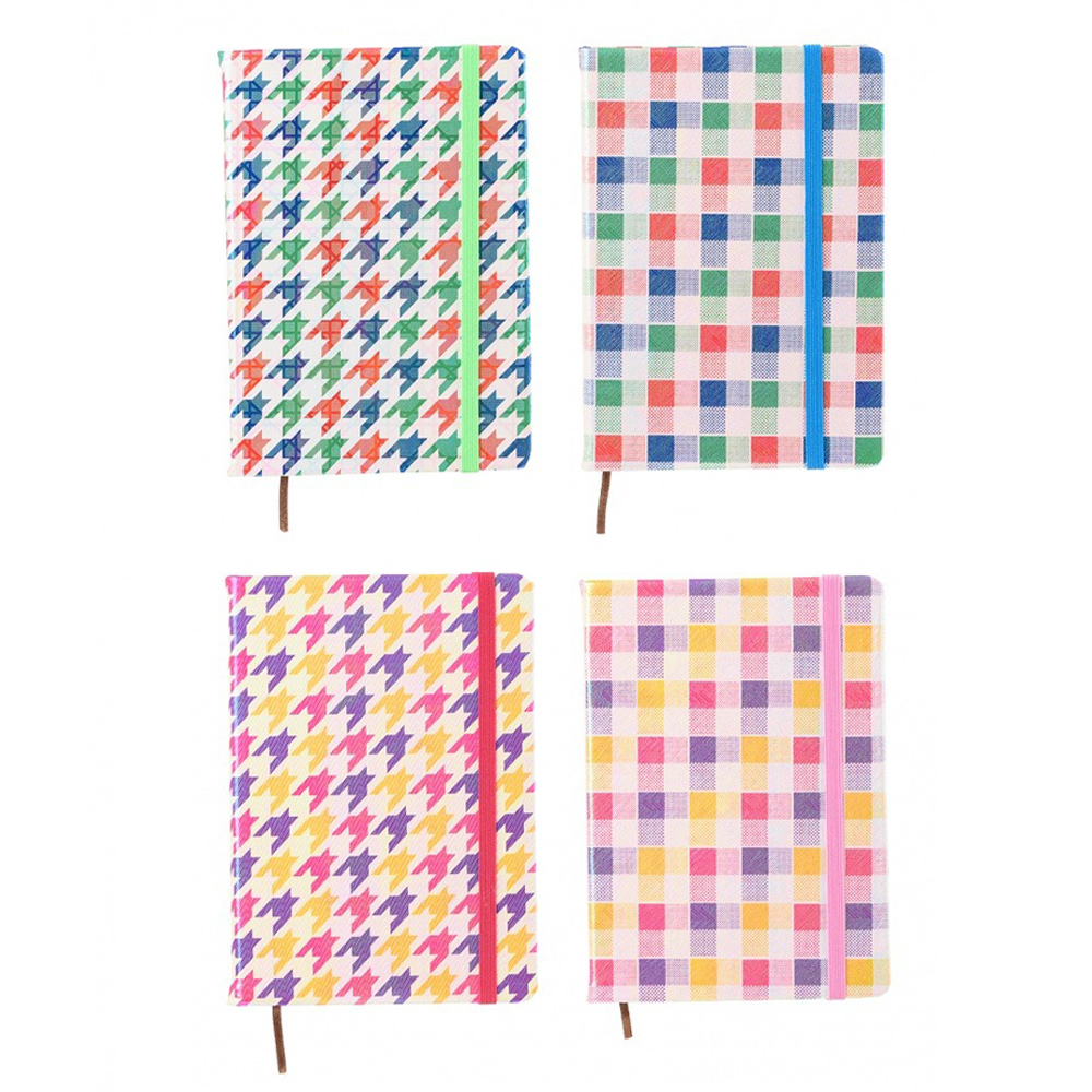 Ежедневник Basir на резинке, формат А6, серия "Геометрия" переплет 7БЦ, 16.8*12 см, 100 листов, ассорти