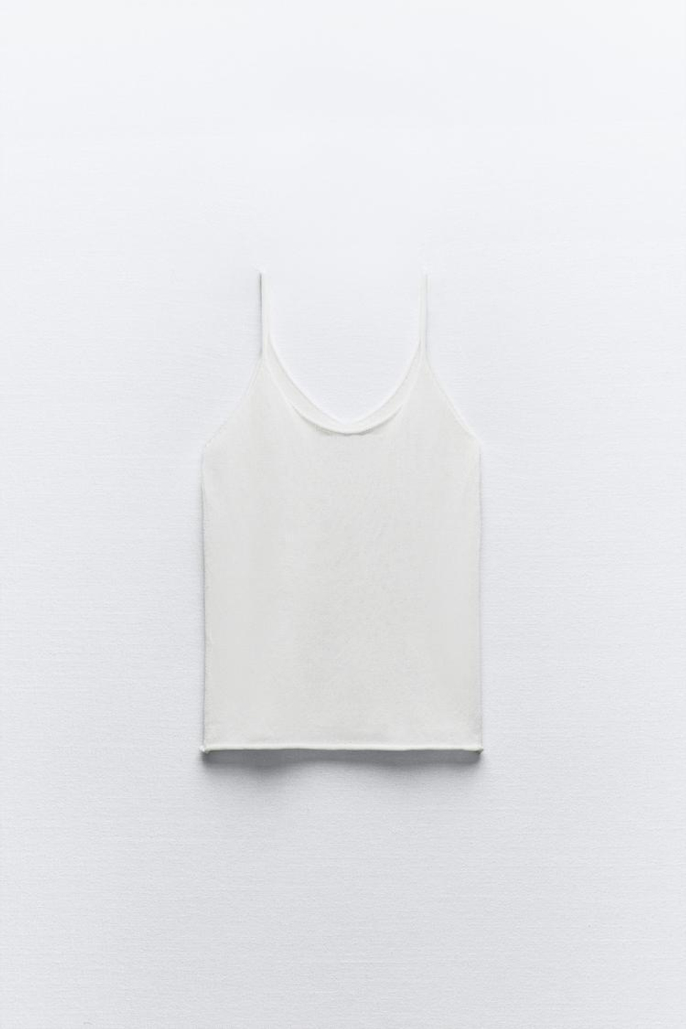 ZARA ОДНОТОННЫЙ ТОП С БРЕТЕЛЯМИ, БЕЛЫЙ