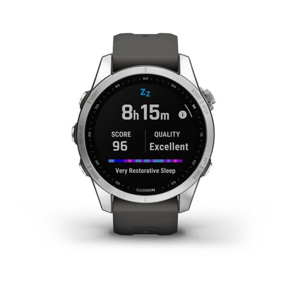 Garmin Fenix 7 серебристый с графитовым силиконовым ремешком 47 мм (010-02540-01)