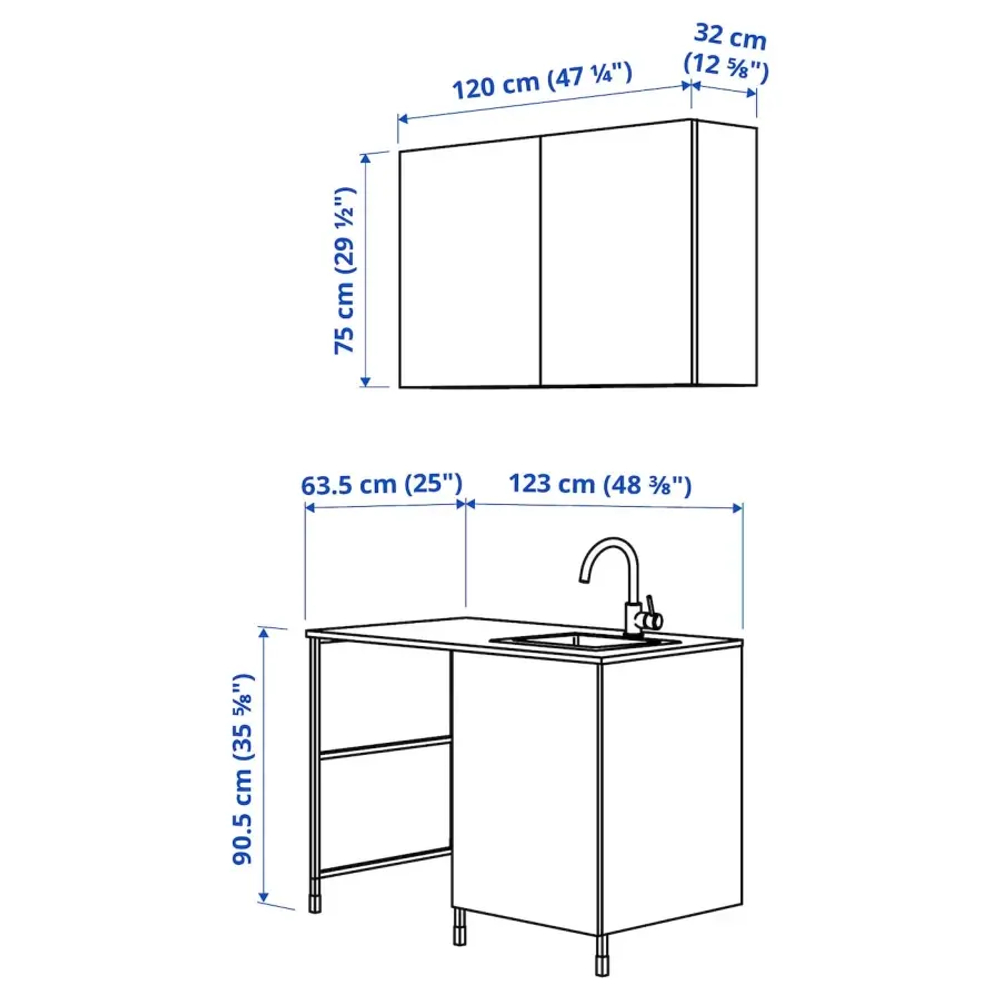 Комбинация для ванной - IKEA ENHET, 139х63.5х87.5 см, белый, ЭНХЕТ ИКЕА